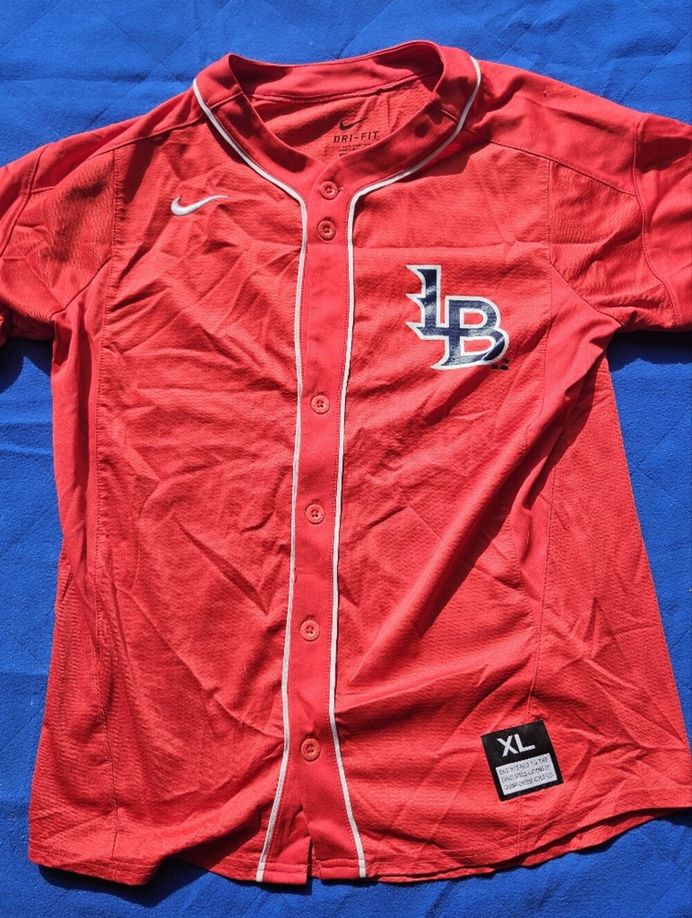 Nike Red Button-Front Louisville Bats Baseball Jersey - Youth XL